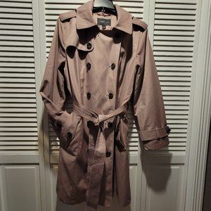 Double Breasted London Fog Mauve Trench Coat w/ detachable hood